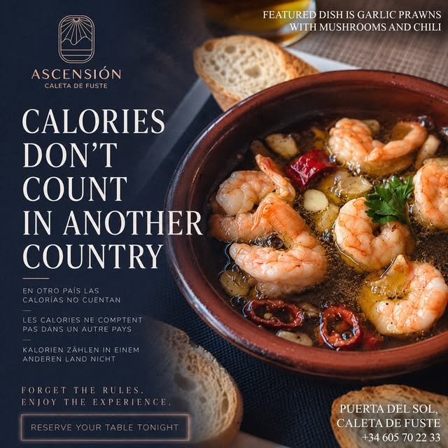 Gambas al ajillo con champiñones y chile — Ascensión Caleta de Fuste